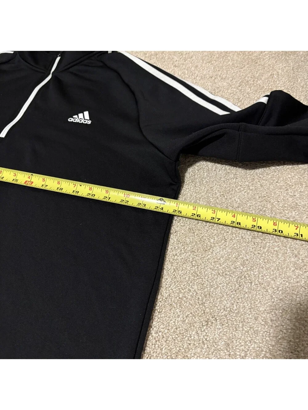 Adidas Golf Mens XL 1/4 Zip Pullover Black Jumper Sweatshirt Top 3 Stripe Sport